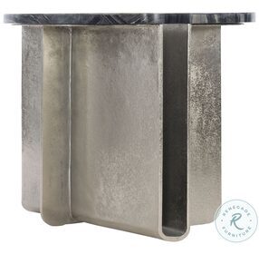 Tegan Black Forest Marble And Shiny Nickel Side Table