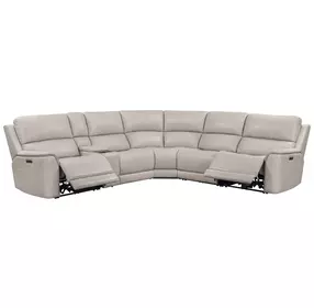 Easton Steamboat Quartz Leather Zero Gravity Power Reclining Sectional with USB Charging