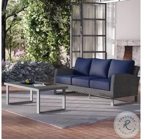 Fiji Blue Performance Fabric 2 Piece Outdoor Conversation Set