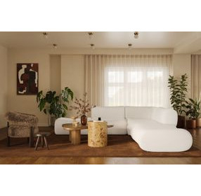 Zenith Cream Upcycled Fabric Modular 5-Piece Sectional