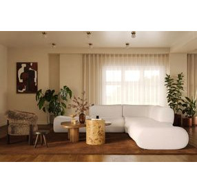 Zenith Cream Upcycled Fabric Modular 5-Piece Sectional