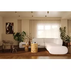 Zenith Cream Upcycled Fabric Modular 5-Piece Sectional