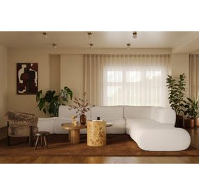 Zenith Cream Upcycled Fabric Modular Large L-Sectional