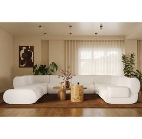 Zenith Cream Upcycled Fabric Modular U-Sectional with RAF Chair