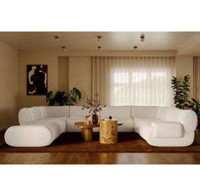 Zenith Cream Upcycled Fabric Modular U-Sectional with RAF Chair