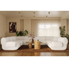 Zenith Cream Upcycled Fabric Modular Large U-Sectional