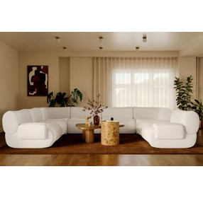 Zenith Cream Upcycled Fabric Modular Large U-Sectional