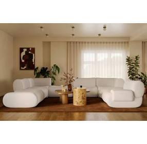 Zenith Cream Upcycled Fabric Modular Large RAF Sectional