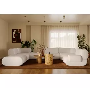 Zenith Cream Upcycled Fabric Modular Large RAF Sectional
