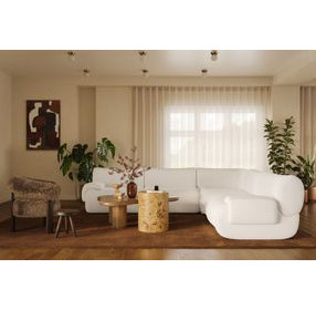 Zenith Cream Upcycled Fabric Modular L-Sectional