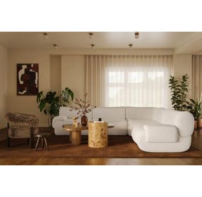Zenith Cream Upcycled Fabric Modular L-Sectional