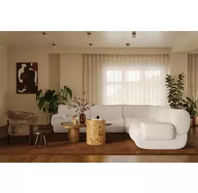 Zenith Cream Upcycled Fabric Modular L-Sectional