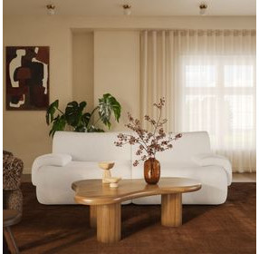 Zenith Cream Upcycled Fabric Modular Loveseat