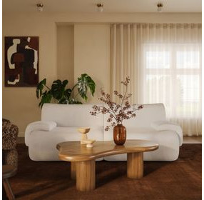 Zenith Cream Upcycled Fabric Modular Loveseat