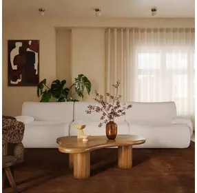 Zenith Cream Upcycled Fabric Living Room Set