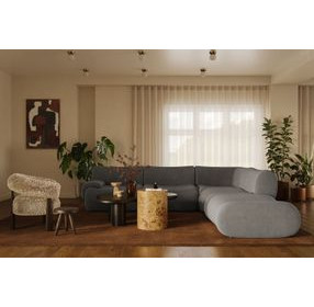 Zenith Charcoal Gray Upcycled Fabric Modular Sectional with LAF Chair