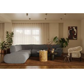 Zenith Charcoal Gray Upcycled Fabric Modular Sectional with RAF Chair