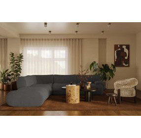 Zenith Charcoal Gray Upcycled Fabric Modular Sectional with RAF Chair