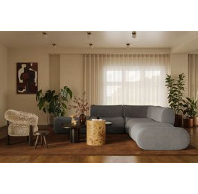 Zenith Charcoal Gray Upcycled Fabric Modular 5-Piece Sectional