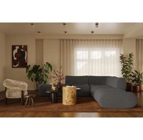 Zenith Charcoal Gray Upcycled Fabric Modular 5-Piece Sectional