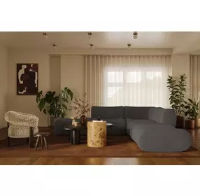 Zenith Charcoal Gray Upcycled Fabric Modular 5-Piece Sectional