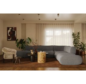 Zenith Charcoal Gray Upcycled Fabric Modular Large L-Sectional