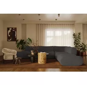 Zenith Charcoal Gray Upcycled Fabric Modular Large L-Sectional