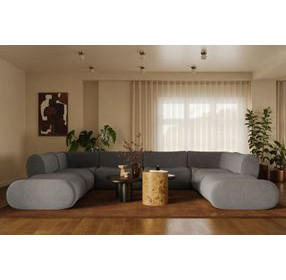 Zenith Charcoal Gray Upcycled Fabric Modular U-Sectional