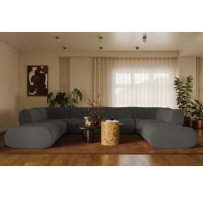 Zenith Charcoal Gray Upcycled Fabric Modular U-Sectional