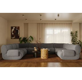 Zenith Charcoal Gray Upcycled Fabric Modular Large U-Sectional