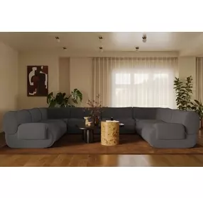 Zenith Charcoal Gray Upcycled Fabric Modular Large U-Sectional