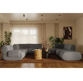 Zenith Charcoal Gray Upcycled Fabric Modular Large LAF Sectional