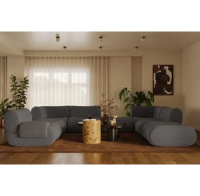 Zenith Charcoal Gray Upcycled Fabric Modular Large LAF Sectional