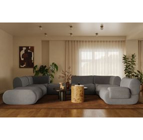 Zenith Charcoal Gray Upcycled Fabric Modular Large RAF Sectional