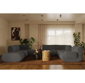 Zenith Charcoal Gray Upcycled Fabric Modular Large RAF Sectional