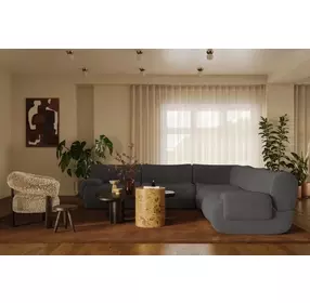 Zenith Charcoal Gray Upcycled Fabric Modular L-Sectional