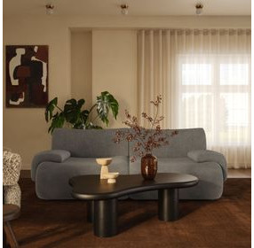 Zenith Charcoal Gray Upcycled Fabric Modular Loveseat