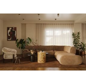 Zenith Latte Brown Velvet Modular Sectional with LAF Chair