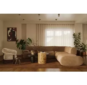 Zenith Latte Brown Velvet Modular Sectional with LAF Chair