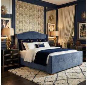 Boulevard Blue and Brown Queen Upholstered Panel Bedroom Set