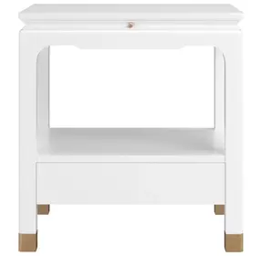 Eave Uplifting White Bedside Table