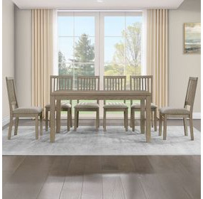 Yorktown Sand 60" Rectangular Dining Table with 6 Side Chairs