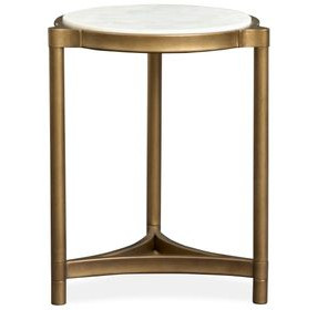 Cassidy Aged Brass and Volakas Classic Round Marble Top Accent Table