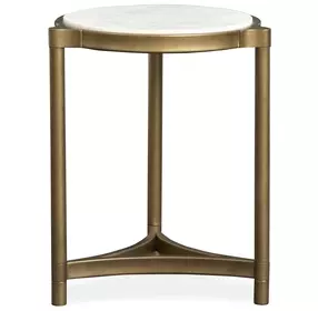 Cassidy Aged Brass and Volakas Classic Round Marble Top Accent Table