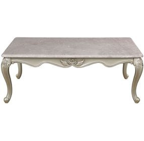 Monique Champagne and Beige Rectangular Marble Top Cocktail Table
