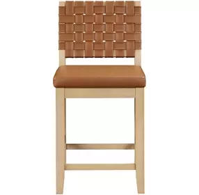 Reid Sand Vegan Leather Upholstered Counter Height Chair Set of 2