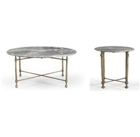 Artifacts Gray and Bronze Round Marble Top Roberti Occassional Table Set