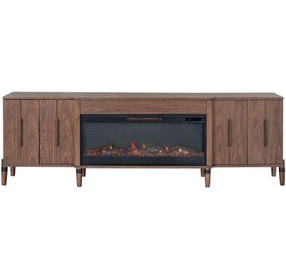 Tranquility Walnut 94" TV Stand with Fireplace
