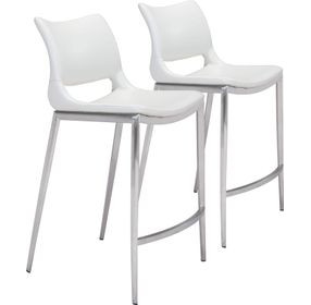 Ace White And Brushed Stainless Steel Counter Chair Set Of 2