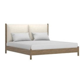 Zest Cream and Brown King Upholstered Panel Bed